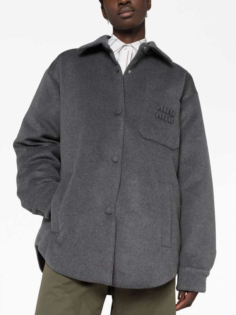 LOGO-EMBOSSED FELTED SHIRT JACKET