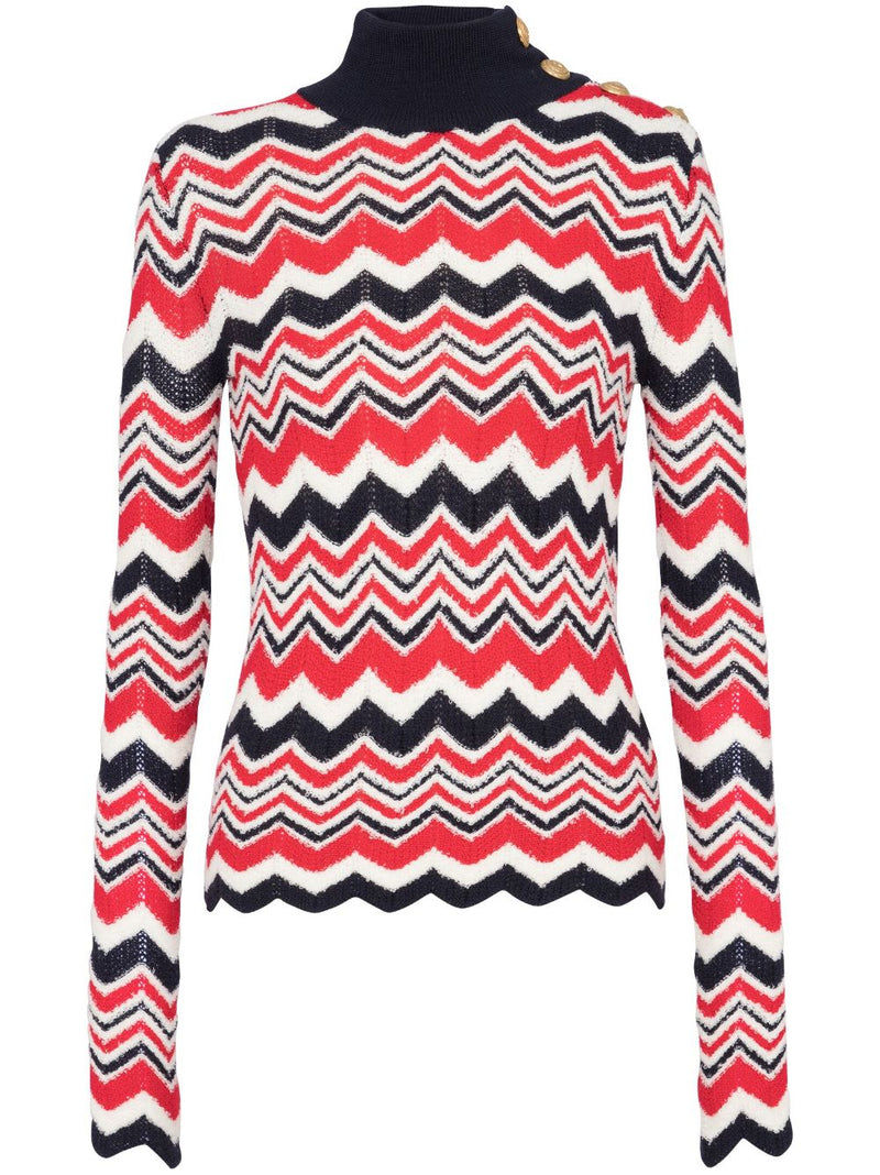 CHEVRON-KNIT ROLL-NECK JUMPER