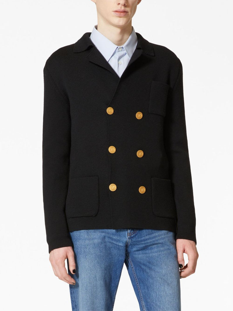 VLOGO BUTTONS WOOL KNITTED JACKET