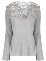 CORDED-LACE CASHMERE KNITTED TOP