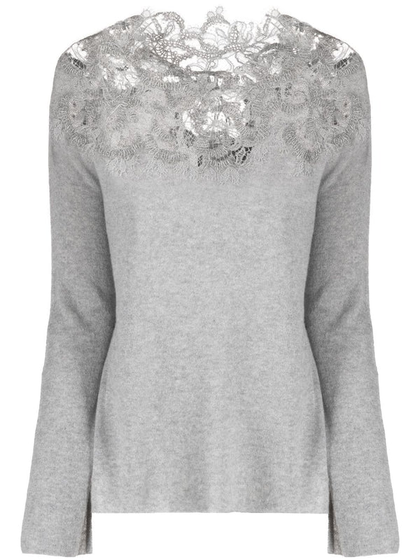 CORDED-LACE CASHMERE KNITTED TOP
