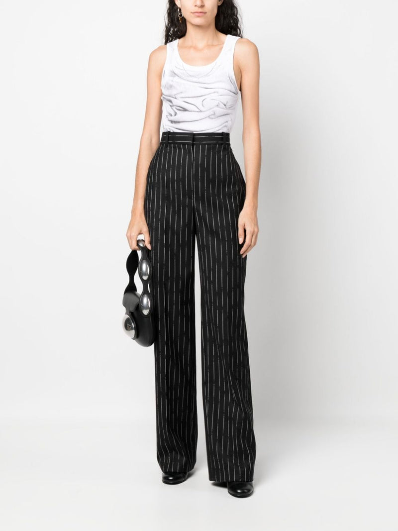 HIGH-WAISTED STRIPED WOOL TROUSERS