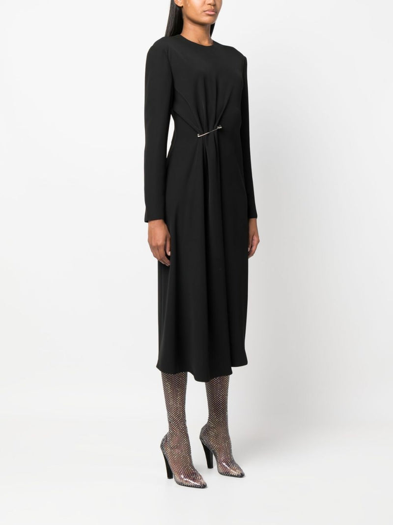 SAFETY-PIN GATHERED MIDI DRESS