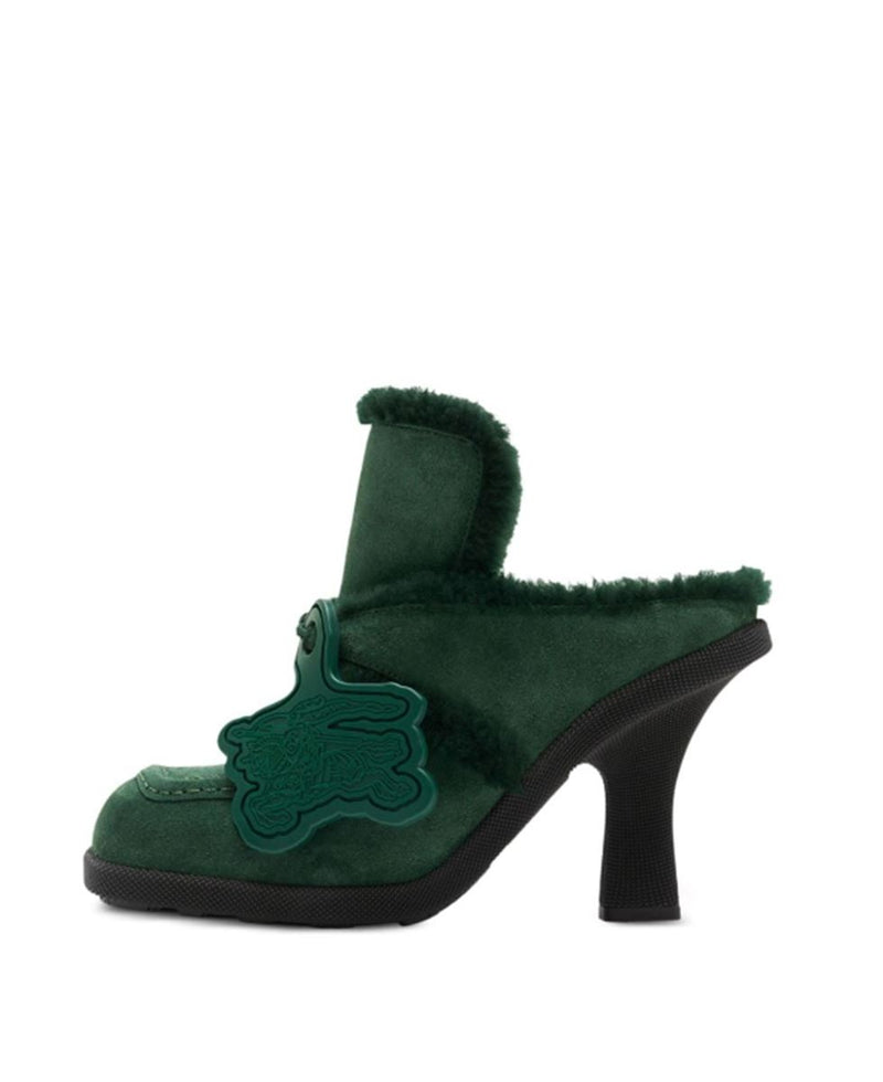 HIGHLAND SHEARLING-TRIM SUEDE MULES