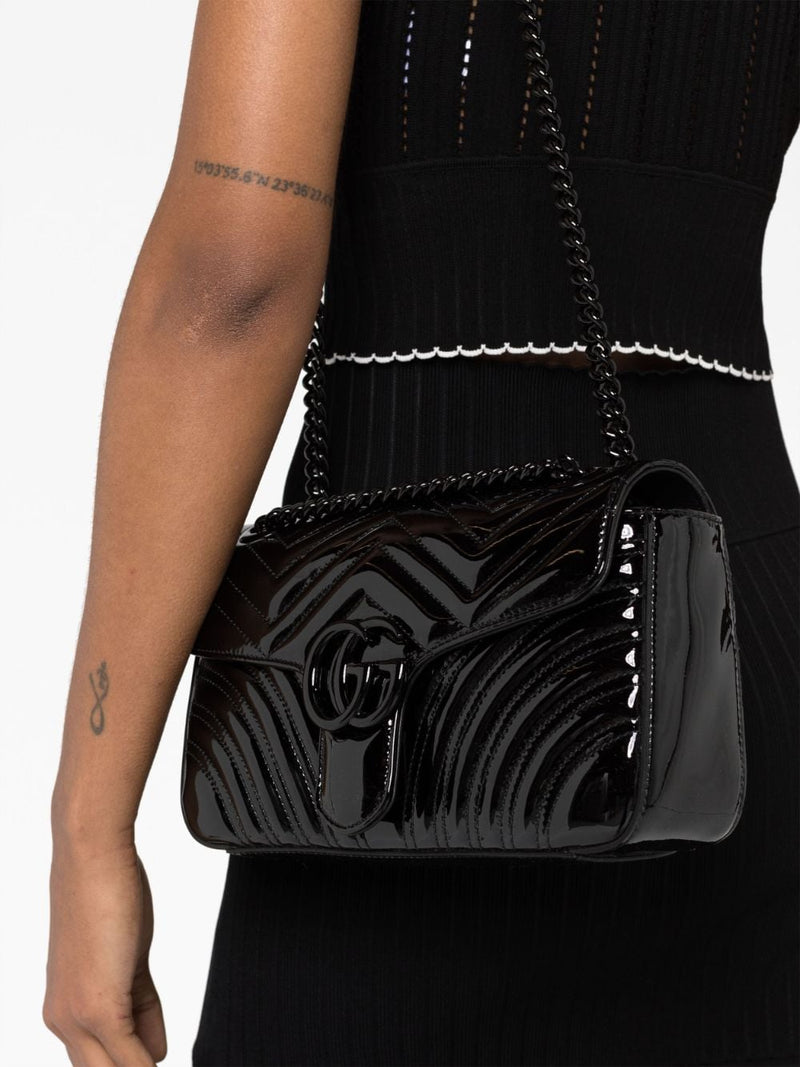 SMALL GG MARMONT PATENT-LEATHER SHOULDER BAG