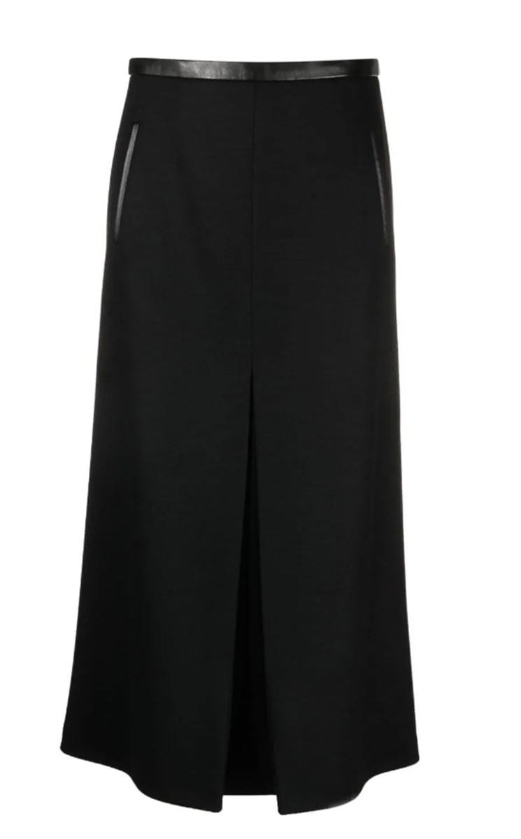 PLEAT-DETAIL WOOL-BLEND MIDI SKIRT SAINT LAURENT